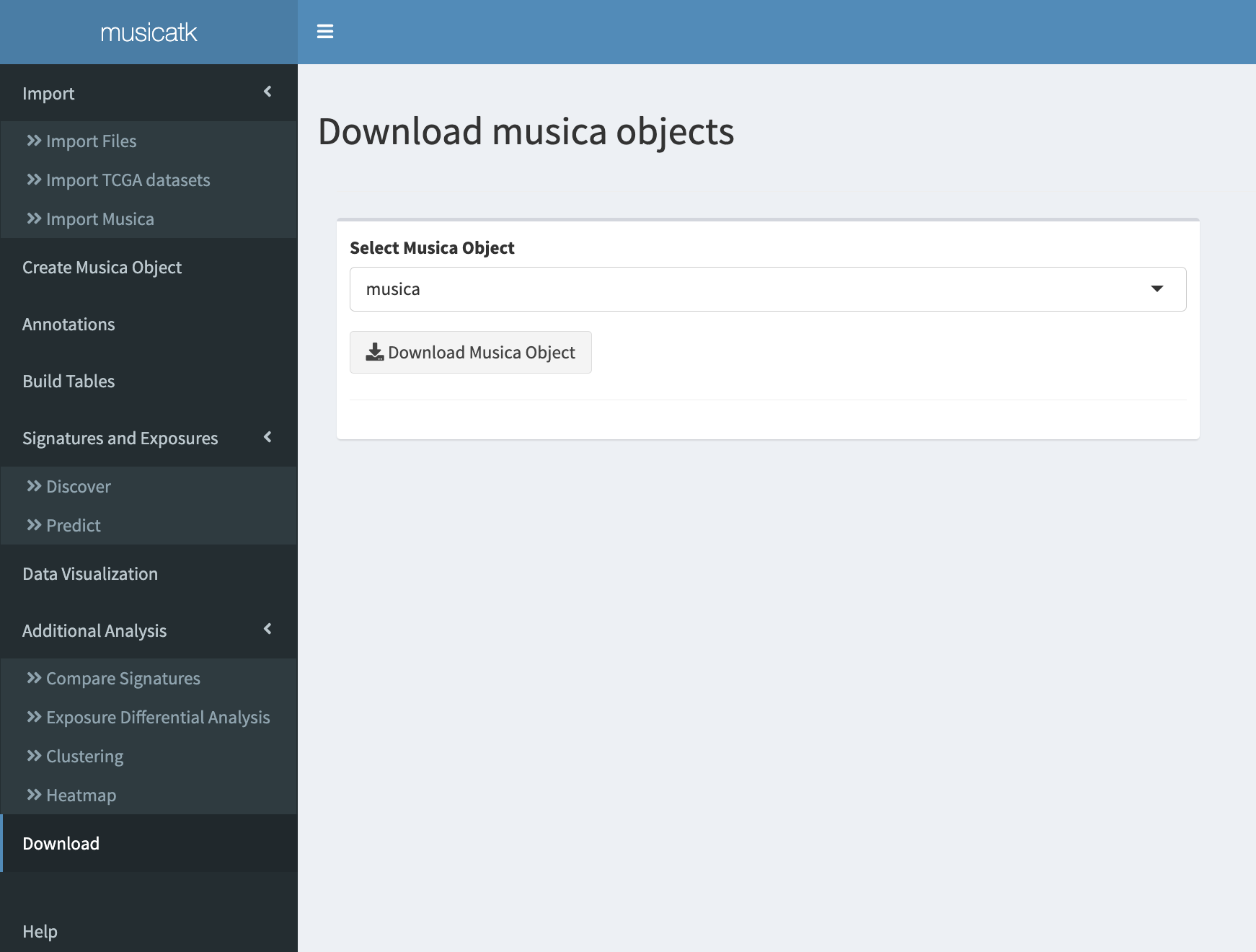 screenshot of download tab