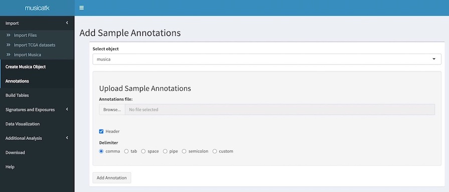 screenshot of adding annotations
