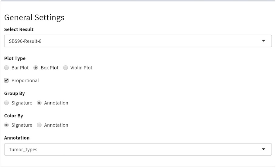 screenshot of settings