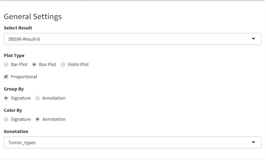 screenshot of settings